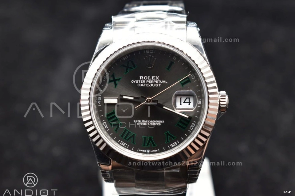 DateJust 904L Gray Dial Green Oyster SS Best 1:1 on VSF Roman 41 Bracelet VS3235 Edition 126330 1113
